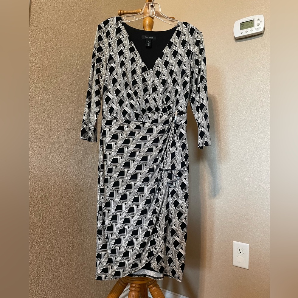 White House Black Market Faux Wrap Patterned Dress